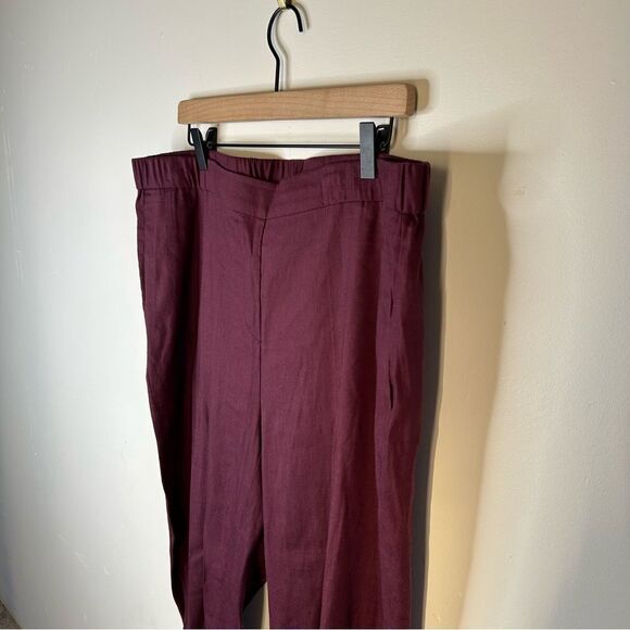 J. Jill Burgundy Linen Blend Relaxed Fit Trousers size XLT - Picture 3 of 11